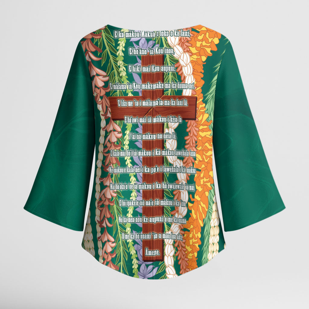 Mahalo Hawaii - Ka Pule a ka Haku Kimono Sleeve Blouse Mixed Lei LT7 - Polynesian Pride