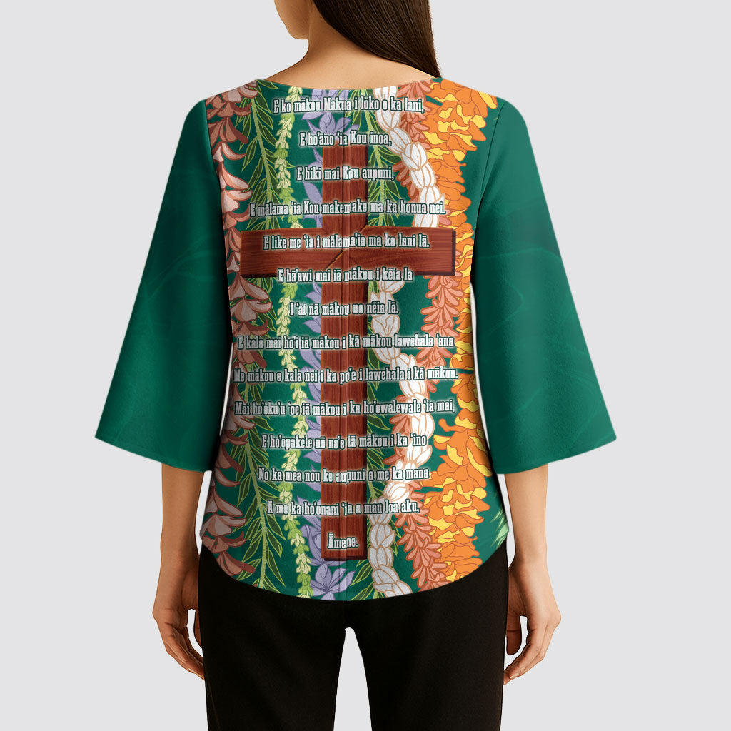 Mahalo Hawaii - Ka Pule a ka Haku Kimono Sleeve Blouse Mixed Lei LT7 - Polynesian Pride