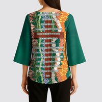 Mahalo Hawaii - Ka Pule a ka Haku Kimono Sleeve Blouse Mixed Lei LT7 - Polynesian Pride