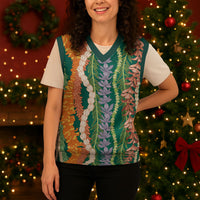 Mahalo Hawaii - ⁠Ka Pule a ka Haku Christmas Knitted V-Neck Vest Mixed Lei