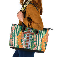 Mahalo Hawaii - ⁠Ka Pule a ka Haku Leather Tote Bag Mixed Lei