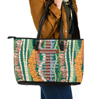 Mahalo Hawaii - ⁠Ka Pule a ka Haku Leather Tote Bag Mixed Lei