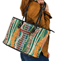 Mahalo Hawaii - ⁠Ka Pule a ka Haku Leather Tote Bag Mixed Lei