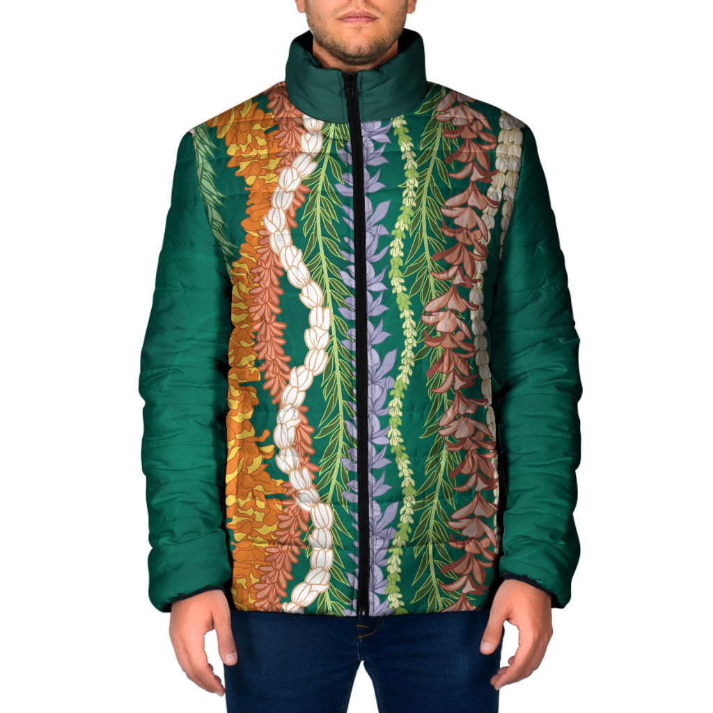 Mahalo Hawaii - Ka Pule a ka Haku Padded Jacket Mixed Lei LT7 Men Sage Green - Polynesian Pride