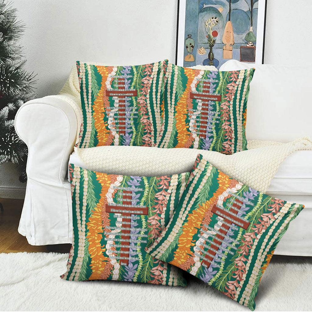 Mahalo Hawaii - Ka Pule a ka Haku Pillow Cover Mixed Lei LT7 - Polynesian Pride