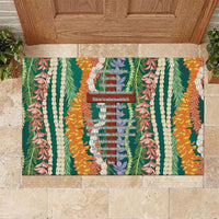 Mahalo Hawaii - ⁠Ka Pule a ka Haku Rubber Doormat Mixed Lei