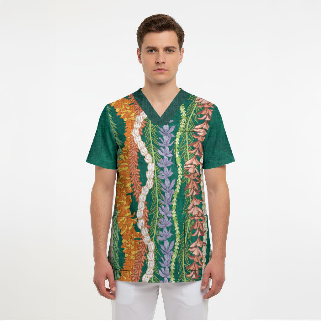 Mahalo Hawaii - Ka Pule a ka Haku Scrub Top Mixed Lei LT7 - Polynesian Pride