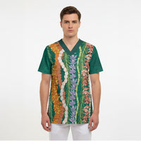 Mahalo Hawaii - Ka Pule a ka Haku Scrub Top Mixed Lei LT7 - Polynesian Pride