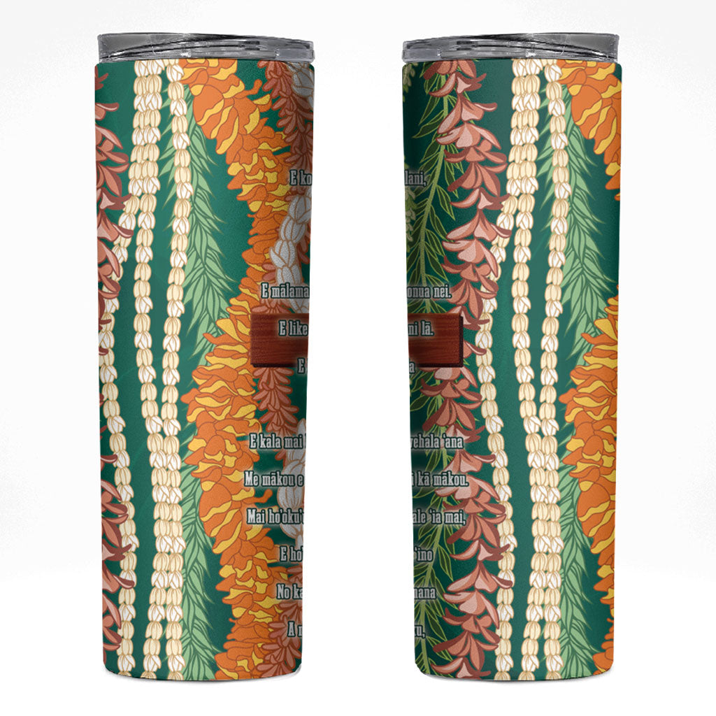 Mahalo Hawaii - Ka Pule a ka Haku Skinny Tumbler Mixed Lei LT7 Sage Green - Polynesian Pride