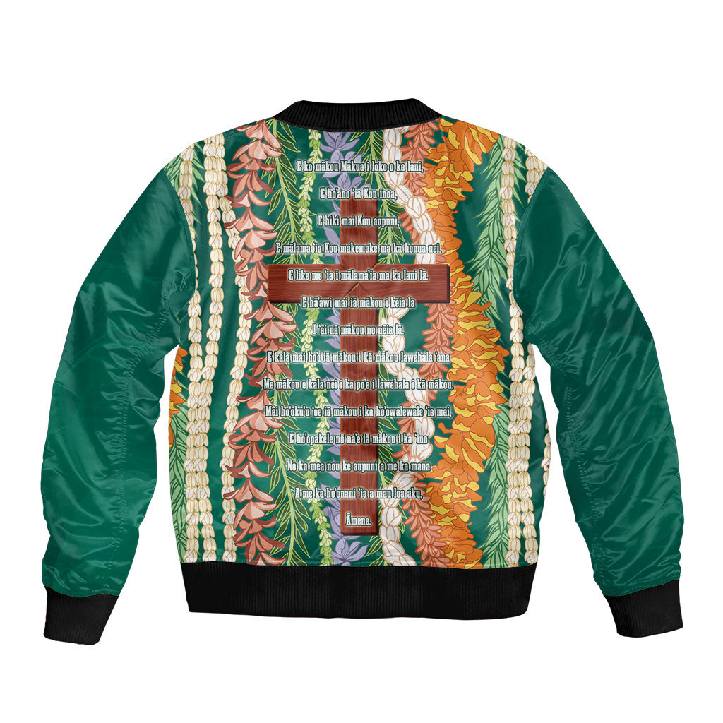 Mahalo Hawaii - Ka Pule a ka Haku Sleeve Zip Bomber Jacket Mixed Lei LT7 - Polynesian Pride