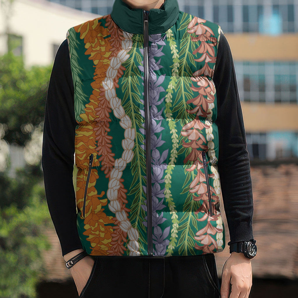 Mahalo Hawaii - Ka Pule a ka Haku Sleeveless Puffer Jacket Mixed Lei LT7 - Polynesian Pride