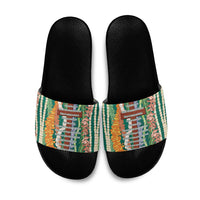 Mahalo Hawaii - Ka Pule a ka Haku Slide Sandals Mixed Lei LT7 Sage Green - Polynesian Pride