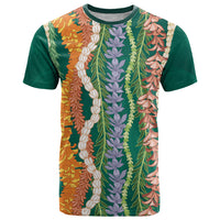 Mahalo Hawaii - Ka Pule a ka Haku T Shirt Mixed Lei LT7 Sage Green - Polynesian Pride