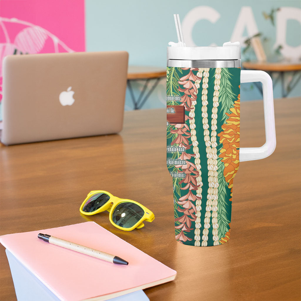 Mahalo Hawaii - Ka Pule a ka Haku Tumbler With Handle Mixed Lei LT7 - Polynesian Pride
