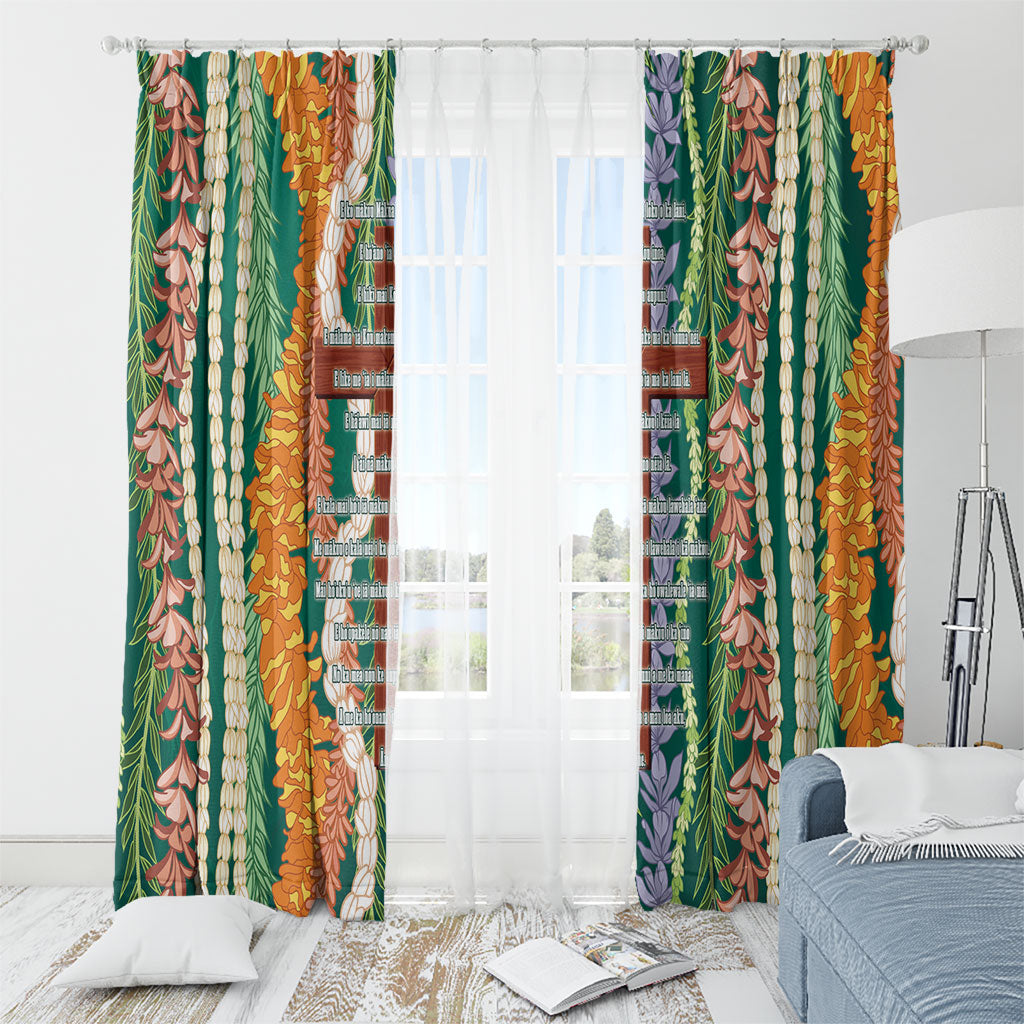 Mahalo Hawaii - ⁠Ka Pule a ka Haku Window Curtain Mixed Lei