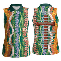 Mahalo Hawaii - Ka Pule a ka Haku Women Sleeveless Polo Shirt Mixed Lei LT7 - Polynesian Pride