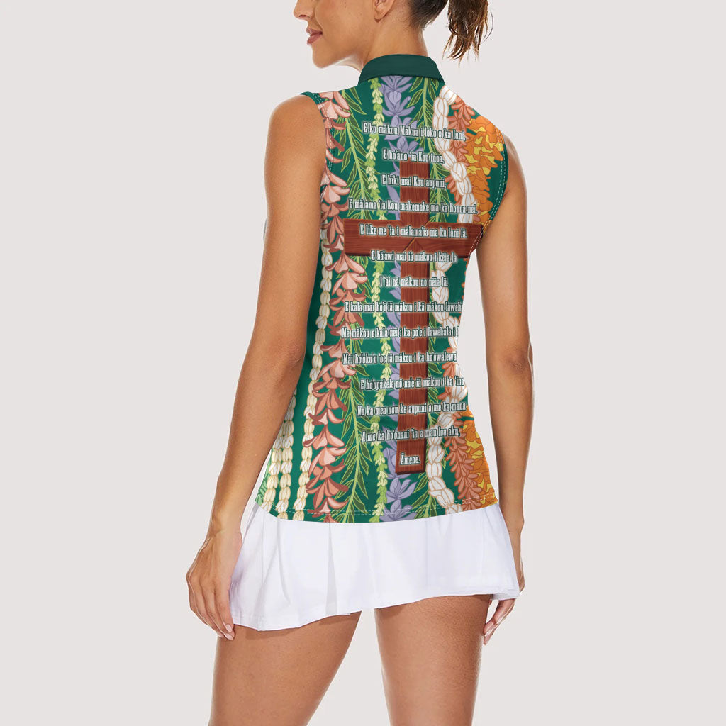 Mahalo Hawaii - Ka Pule a ka Haku Women Sleeveless Polo Shirt Mixed Lei LT7 - Polynesian Pride