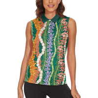 Mahalo Hawaii - Ka Pule a ka Haku Women Sleeveless Polo Shirt Mixed Lei LT7 - Polynesian Pride