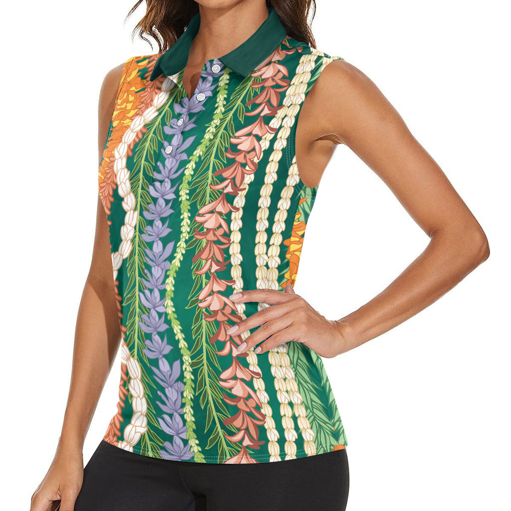 Mahalo Hawaii - Ka Pule a ka Haku Women Sleeveless Polo Shirt Mixed Lei LT7 - Polynesian Pride