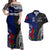 Personalised New Zealand Vs Samoa Rugby Couples Matching Off Shoulder Maxi Dress and Hawaiian Shirt Go Champions LT7 Black Blue - Polynesian Pride