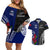 Personalised New Zealand Vs Samoa Rugby Couples Matching Off Shoulder Short Dress and Hawaiian Shirt Go Champions LT7 Black Blue - Polynesian Pride