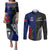 Personalised New Zealand Vs Samoa Rugby Couples Matching Puletasi Dress and Long Sleeve Button Shirts Go Champions LT7 Black Blue - Polynesian Pride