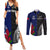 Personalised New Zealand Vs Samoa Rugby Couples Matching Summer Maxi Dress and Long Sleeve Button Shirts Go Champions LT7 Black Blue - Polynesian Pride