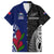 Personalised New Zealand Vs Samoa Rugby Family Matching Off Shoulder Maxi Dress and Hawaiian Shirt Go Champions LT7 Dad's Shirt - Short Sleeve Black Blue - Polynesian Pride