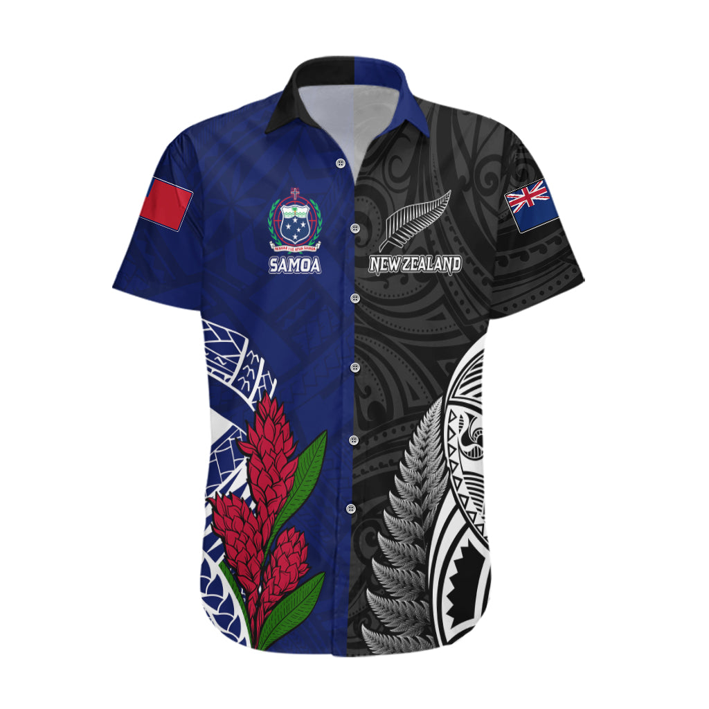 Personalised New Zealand Vs Samoa Rugby Hawaiian Shirt Go Champions LT7 Black Blue - Polynesian Pride