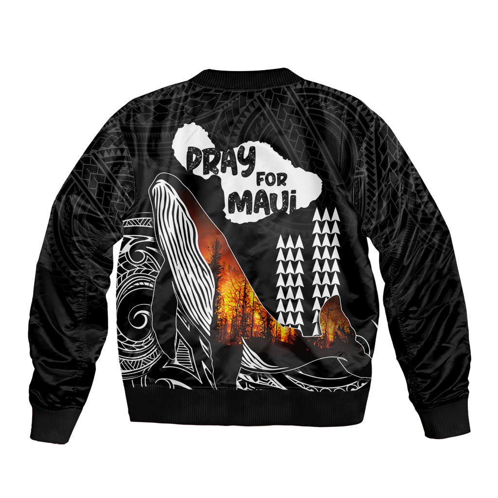 Hawaii Humpback Whale Sleeve Zip Bomber Jacket Be Strong - Pray For Maui LT7 - Polynesian Pride
