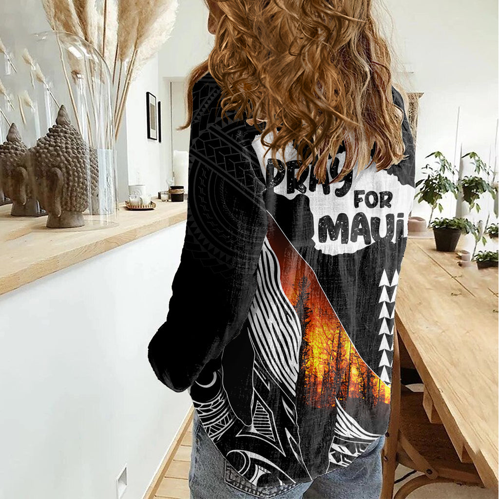 Hawaii Humpback Whale Women Casual Shirt Be Strong - Pray For Maui LT7 - Polynesian Pride