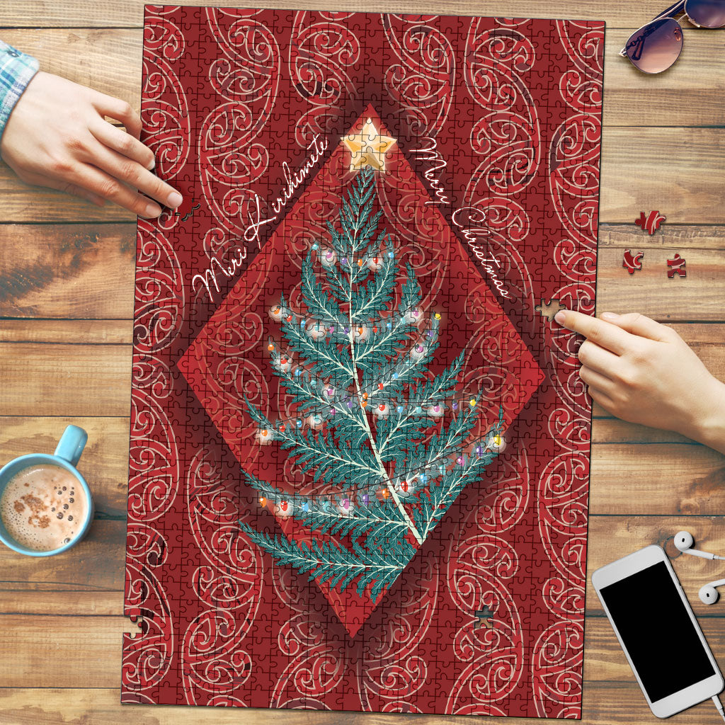 Aotearoa Maori Mangopare Meri Kirihimete Puzzle Christmas Fern
