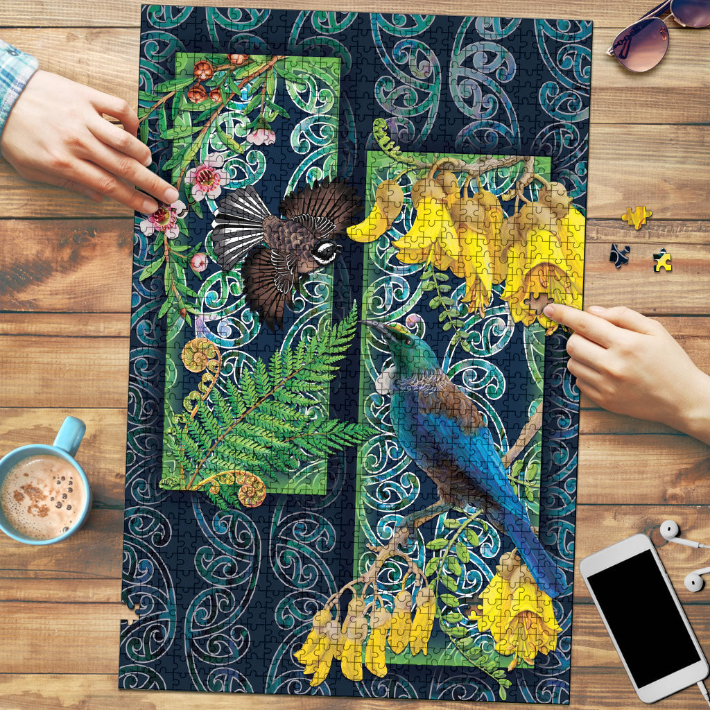 Aotearoa Maori Mangopare Christmas Puzzle Pikawakawa and Tui
