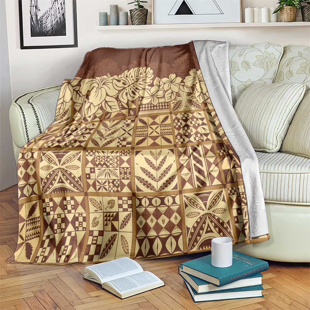 Niue Hiapo Motif Blanket Tapa Classic LT7 Beige - Polynesian Pride