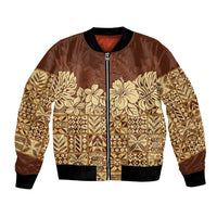 Niue Hiapo Motif Bomber Jacket Tapa Classic LT7 Unisex Beige - Polynesian Pride