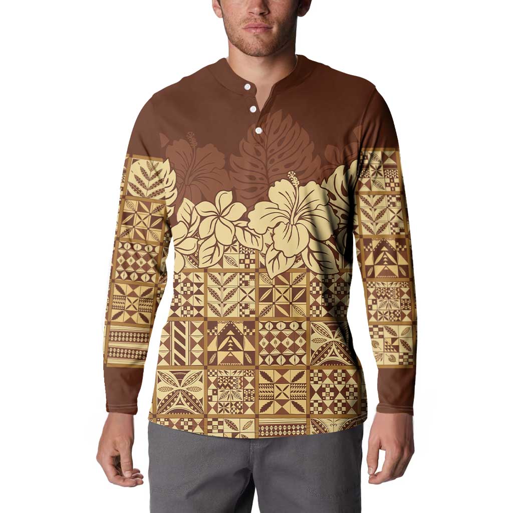 Niue Hiapo Motif Button Sweatshirt Tapa Classic LT7 - Polynesian Pride