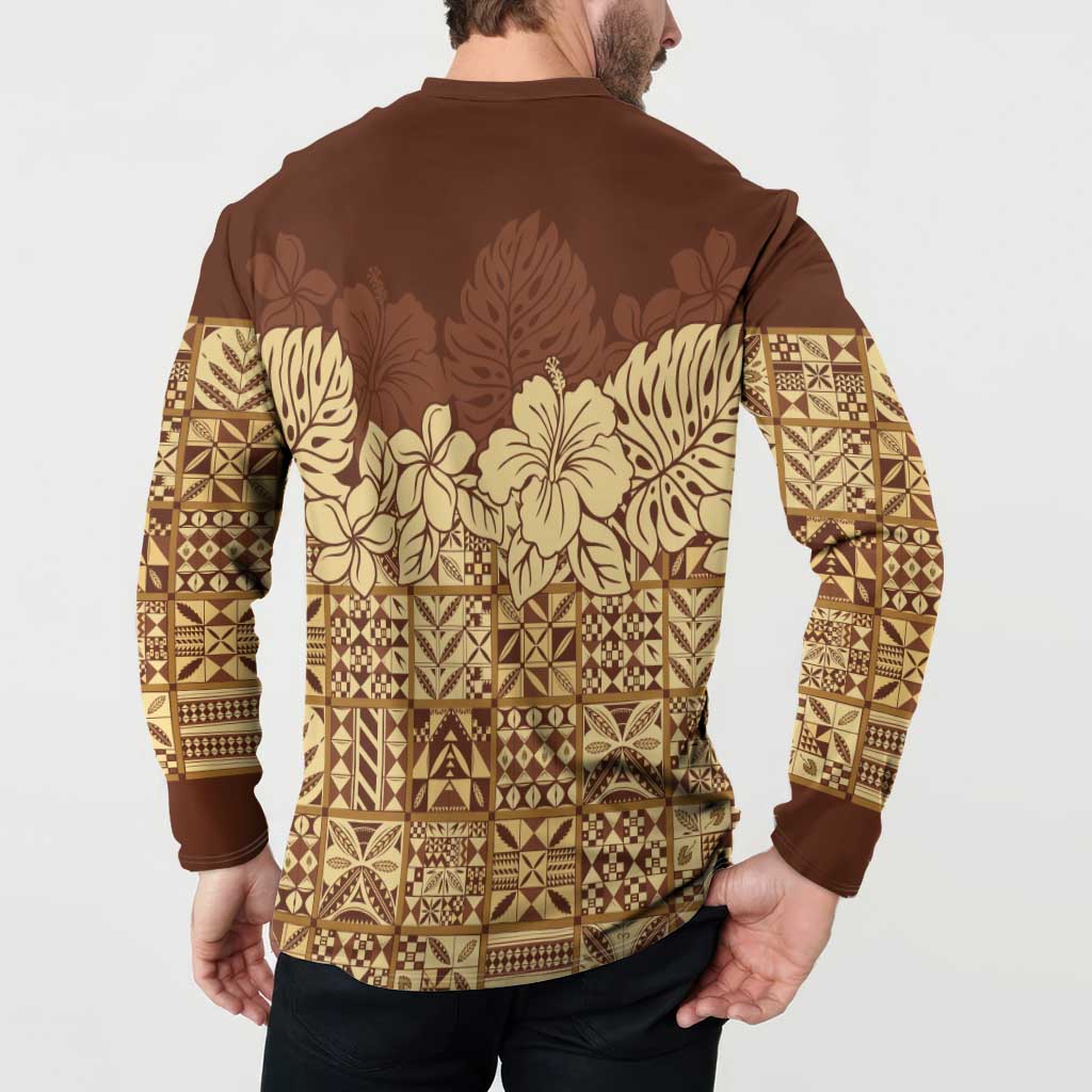 Niue Hiapo Motif Button Sweatshirt Tapa Classic LT7 - Polynesian Pride