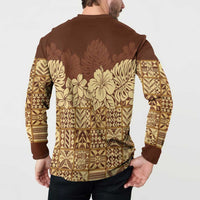 Niue Hiapo Motif Button Sweatshirt Tapa Classic LT7 - Polynesian Pride