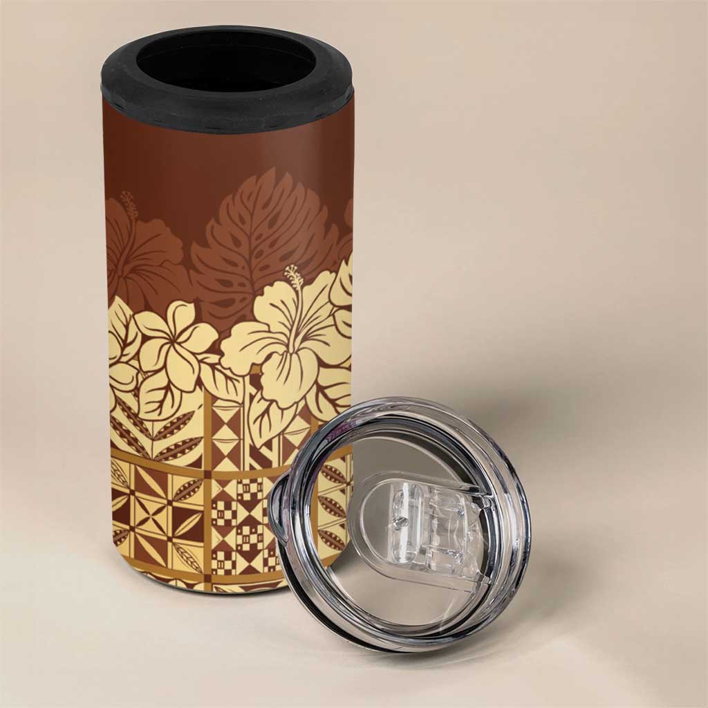 Niue Hiapo Motif 4 in 1 Can Cooler Tumbler Tapa Classic LT7 - Polynesian Pride