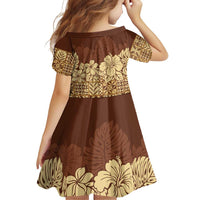 Niue Hiapo Motif Family Matching Off Shoulder Short Dress and Hawaiian Shirt Tapa Classic