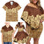 Niue Hiapo Motif Family Matching Off Shoulder Short Dress and Hawaiian Shirt Tapa Classic