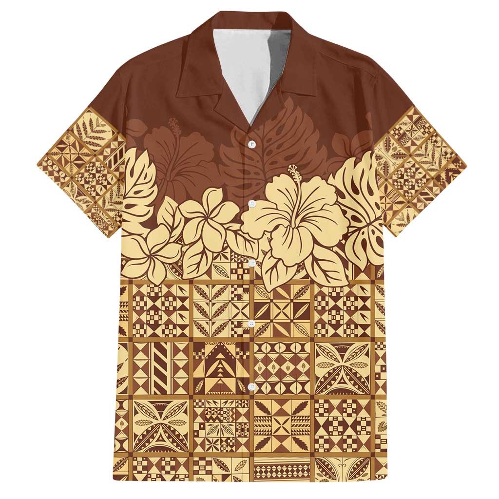 Niue Hiapo Motif Family Matching Puletasi and Hawaiian Shirt Tapa Classic