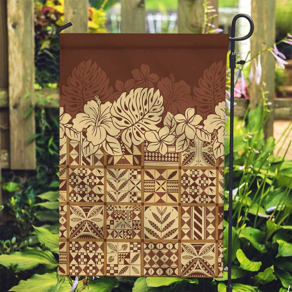 Niue Hiapo Motif Garden Flag Tapa Classic LT7 Garden Flag Beige - Polynesian Pride
