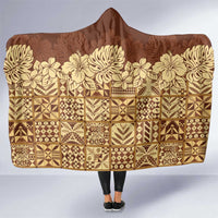 Niue Hiapo Motif Hooded Blanket Tapa Classic LT7 One Size Beige - Polynesian Pride
