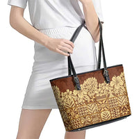Niue Hiapo Motif Leather Tote Bag Tapa Classic LT7 - Polynesian Pride
