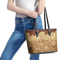 Niue Hiapo Motif Leather Tote Bag Tapa Classic LT7 - Polynesian Pride