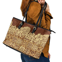 Niue Hiapo Motif Leather Tote Bag Tapa Classic LT7 - Polynesian Pride