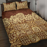 Niue Hiapo Motif Quilt Bed Set Tapa Classic LT7 Beige - Polynesian Pride