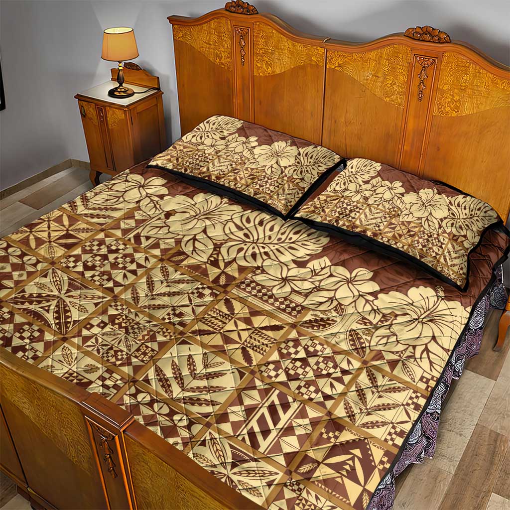 Niue Hiapo Motif Quilt Bed Set Tapa Classic LT7 - Polynesian Pride