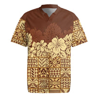 Niue Hiapo Motif Rugby Jersey Tapa Classic LT7 Beige - Polynesian Pride